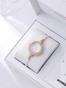 1pc Elegant Quartz Watch And Jewelry Accessory Set, Featuring A Stylish Round Women's Wristwatch And Rhinestone Bracelet. - Multicolor - View 1