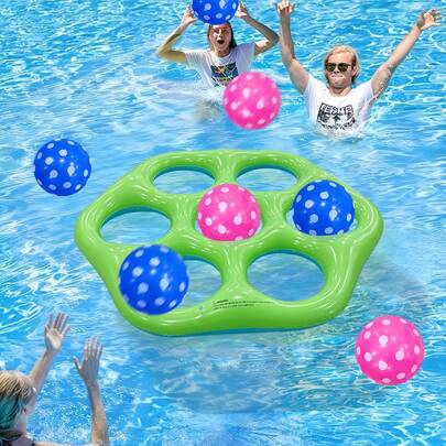 1 Set de Juego de Piscina Inflable con 7 Pelotas - Adecuado para 2-10 Jugadores Adultos, Juguete de Agua Divertido de Verano para Reuniones Familiares, Playa, Uso en Interiores y Exteriores
