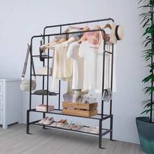 Heavy Duty Clothes Rail Load Sturdy Clothes Rack With Shelfs & Shoe Rack - A - View 7