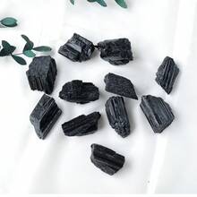 1pc Natural Black Tourmaline Jet Stones Raw Ore Irregular Crystals Divination Mineral Specimen Eliminate Magnetism Fathers Dad Christmas Gift - Black Tourmaline Rough Stone - View 3
