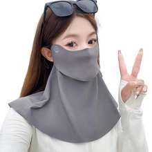 UVカットマスク 夏 フェイスカバースポーツ UV カット テニス 大きめ 日焼け防止 首 接触冷感 ネックカバー ネックガード ガーデニング 釣り - 半分覆われた顔 - チェックする 9