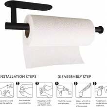Self Adhesive Paper Towel Holder, No Drill Under Cabinet Paper Towel Roll Holder, Stainless Steel Paper Towel Rack For Kitchen, Bathroom, Pantry, RV - Black Home Decor  Kitchen Deccor  Bathroom Accesssories  Bathroom Deccor  Bathroom Storage Kitchen Essentials  Tissue Holder - 黑色 - 查看 10