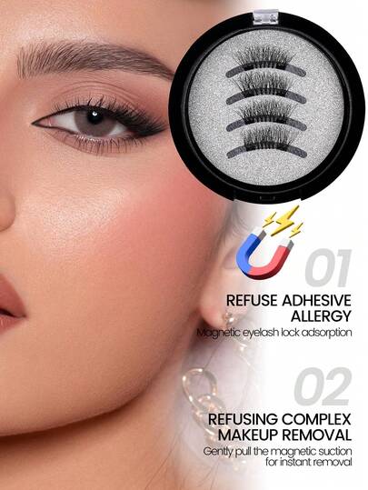 MAANGE 1 Pair Magnetic Half-Lash False Eyelashes, No Glue Needed, Short Magnetic Lashes, Natural Look, Portable Cat Eye Half Lashes, Reusable, Suitable For Lash Extensions, Suitable For Hooded Eyes, Beauty Bloggers, Gift, False Eyelashes, Makeup Tools, Beginner Essential, Holiday Gift