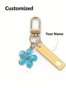 1pc Customized Metal Sakura Keychain, Personalized Stainless Steel Keyring, Engraved, Fashionable, Vintage, Minimalist, Unique, New Autumn Design, Unisex, Lightweight & Elegant Sakura Design, With Tag, Suitable For Bags, Car Keys, Couples & Holiday Gifts, Delicate & Romantic - Multicolor - View 17