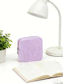 Personalized Embroidered Striped Canvas Cosmetic Bag - Customized Name Striped Ladies Makeup Bag, Bridesmaid Gift Embroidered Makeup Bag, Travel Makeup Organizer Bag, Bridal Shower Gift Makeup Bag - Multicolor - View 16