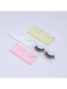 Conjunto de 25 caixas para cílios postiços, bandejas internas para cílios, tampas transparentes, embalagem para um par, caixas para cílios em 4 cores, caixas para cílios rosa, transparente, branca, amarela, caixas organizadoras para cílios, recipientes para cílios postiços (com tampas) - Multicolorido - Ver 4