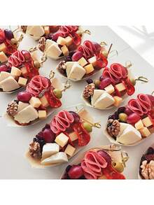 50pcs Wooden Boat-Shaped Trays, Suitable For Making Mini Food Plates, Desserts, Baked Goods, Appetizers, BBQ Party Decor. Perfect For Appetizers, Charcuterie, Snacks, Ideal For Parties, Weddings, Outdoor Gatherings, Home Entertainment - View 1