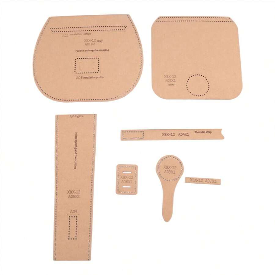 DIY Leather Tool Kit Handbag Sewing Pattern DIY Handmade Craft Template Finished Product Size 21x19x6.5CM - A - View 1