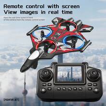HD Aerial Photography RC Drone With FPV Screen Remote Control, Modular Battery Fighter Jet Quadcopter, 360° Rolling Stunt Toy For Boys - 紅色 - 查看 7