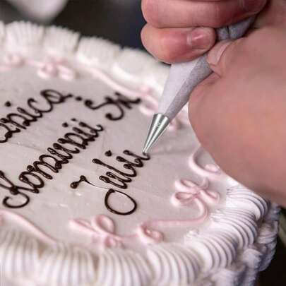 5pcs Round Piping Nozzle Set, Cake Decorating Tools Kit, Stainless Steel Cream Icing Piping Tips, Suitable For Buttercream, Birthday Cakes, Cupcakes And Artistic Decor. Great For Cake Decorating, Pastry Design And Lettering