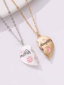 1 Set Oil Drop Magnetic Pendant Jewelry, Mother-Daughter Matching Accessory, Mother's Day Gift - Heart-shaped Magnetic Necklace - View 4