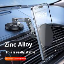Zinc Alloy Magnetic Car Phone Holder, Touchscreen Dashboard MagSafe Phone Mount, 360° Rotatable Navigation, Mechanical Arm With Strong Technological Sense, Adjustable And Extendable Car Phone Holder - Car Mount - View 2