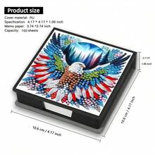 1pc DIY Diamond Art Owl Pattern, Asymmetrical Rhinestone Mosaic Painting, Black Faux Leather Self-Adhesive Memo Pad Box With 160 Sheets, Ideal For Home, Office And School Supplies, Craft, Cute Stationery, Holiday Gift - View 2