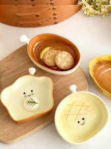 4pcs Sauce Dish Set, 4-Inch Cute Bread Shaped Salad/Ketchup/Dipping Sauce Plates, Suitable For Breakfast, Lunch, Dinner/Home Kitchen/Home Decor - Multicolor - View 5