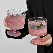 6 Stücke exquisite Tassen, Cocktailgläser, Vintage Gläser Kaltbrüh Tassen, Eiskaffee Tassen, Aperitifgläser, Saftgläser, einzigartige und schöne Tassen - Pink - Übersicht 5