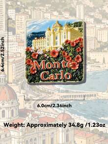 1pc World Famous Landmark 3D Fridge Magnet, Includes Seville Plaza In Spain, Maraba Palm Volcano, And Monte Carlo Luxury Casino. Precise Sizing, High-Definition Printing, Suitable For Refrigerators, Office Whiteboards, And More. Great Travel Souvenir, Colorful Design Fits Home Decor, Ideal For Christmas, Birthday Gifts - Monaco Luxury Casino - View 3