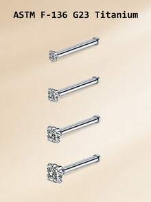 20G Titanium Alloy Nose Rings Nose Studs,G23 L Shape Nose Studs Nose Piercing Jewelry For Women Men, 0.8mm Nose Screw Piercing Silver,Nostril Piercing Jewelry 1.5mm 2mm 2.5mm 3mm CZ - Silver - View 15