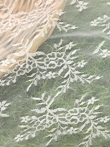 1条黑色网眼花卉图案围巾，甜美海滩度假头饰，女士婚礼派对发饰，夏季女士头巾沙滩发带度假发带 - 黑色 - 查看 5