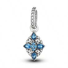 1 Pc Fashion Geometric Sparkling Beads Dangle Charm Silver Plated Fit Bracelet Necklace DIY Holiday Gift - Multicolor - View 6