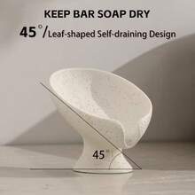 1 khay đựng xà phòng tự thoát nước hình lá, thích hợp để giữ xà phòng khô ráo trong vòi sen, bồn rửa mặt, quầy bếp hoặc bồn tắm, hình dáng tương tự như đá thạch cao. - Màu kem lá cây - Xem 6