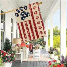 4th, Paw Prints On An American Flag, Garden Flag, 1pc, 12x18 Inches, Faux Linen, Double-Sided Print, Without Flagpole, Outdoor Yard Decoration, Suitable For Home, Lawn, Porch, Cafe, Farmhouse - Multicolor - View 5