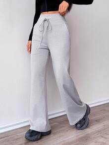 1 chiếc quần ống rộng dáng suông, quần thường ngày thoải mái ngoài trời. - Xám - Xem 8