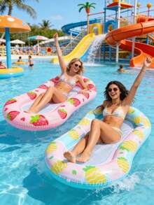 1pc Inflatable Water Lounger, Strawberry & Pineapple Design, Mesh Structure, With Pillow, PVC Material, Suitable For Water Activities, Pool, Beach, Theme Party, Inflatable Water Float, Requires Separate Air Pump Purchase - Fruit Mesh Recliner - View 5