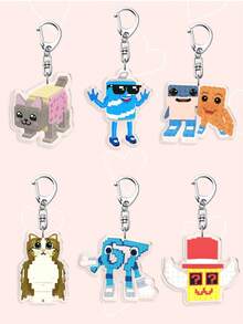 1/6pcs Acrylic Funny "67" Number Keychain - Italian Brainrot Six Seven "67" Number Keychain, Can Be Hung On Bags And Backpacks Perfect For Boyfriends, Girlfriends, Or Family Members. - Multicolor - View 1