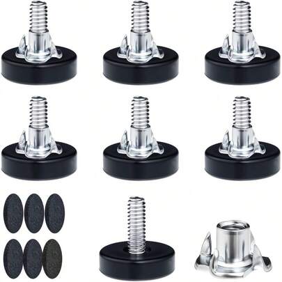1/4 Thread Furniture Leveling Feet Adjustable Feet Levelers Leveling Table Feet Heavy Duty Outdoor Leveler With Threaded Inserts Table Cabinet Chair Stool Leg Floor 8Pcs