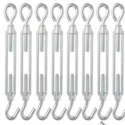 2/6/12pcs Adjustable Tensioning Hooks Set, Suitable For Cables, Wire Ropes, Outdoor Canopies, Sails, Tents, No Electricity Or Battery Required