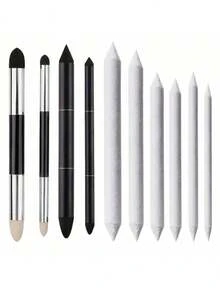 10pcs/Set Gray Faced Brush Sponge Pencil Set, Sketch Drawing Detail Eraser Brush, Blending Stump, Art Mixed Media Sponge Brush, Highlight Art Eraser - Sets - View 9