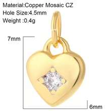 1个铜质时尚优雅迷你心形吊坠，DIY手链项链耳环首饰配件 - 彩色 - 查看 28