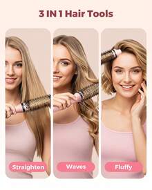 Haarlosy فرشاة تسخين بوبكال ثلاثية الوظائف - فرشاة تسخين 38 مم، فرشاة تسخين أيونية للتحكم في التجعد والتنعيم والحجم، تسخين سريع، 6 إعدادات درجة حرارة وجهد مزدوج - هدية للنساء - قابس اتحاد أوروبي نوع C (220 إلى 240 فولت) - مشاهدة 5