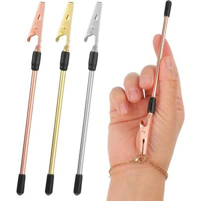 1个/2个装多色手链辅助工具，手链佩戴辅助工具，饰品辅助工具，手链紧固辅助鳄鱼夹，适用于女性珠宝工具，用于紧固和钩挂珠宝手链、项链