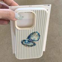 1 chiếc ốp lưng điện thoại bằng chất liệu TPU, họa tiết sọc xanh dương giả ngọc trai, tương thích với iPhone 17 Pro Max/17/16 Pro Max/15/13/12/11, S20 FE/A15/S24/A55, Note 11/Note 12/Note 13 Pro, bảo vệ toàn diện chống rơi vỡ, phiên bản quốc tế, không phải phiên bản nội địa. - trắng - Xem 3