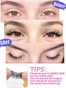 2 Pairs Natural Magnetic False Eyelashes With Eyelash Applicator, Soft Magnetic Fake Lashes, Natural Thick Curly Lashes, No Glue Needed, Suitable For Beginners, Reusable, Eyelashes, Accessories, Eyelash Curler - View 5