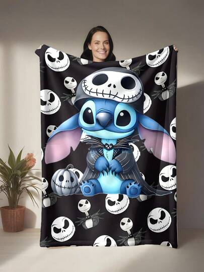 Disney Cobertor de Flanela com Estampa de Personagem de Desenho Animado - Macio e Confortável, Adequado para Viagem, Camping, Sofá, Cama - Estampa Minimalista Moderna de Desenho Animado, Acessório de Roupa de Cama Confortável para Todas as Estações, Design Versátil