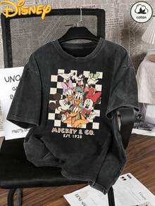 Disney "Toy Story" Woody Bass Lightyear And Other Elements Combined With Cartoon Theme Decoration Printing 2026 Best-Selling Style Fashion Commuter Washing Water To Make Old Ladies Round Neck T-Shirts Fashion Lovers Spring And Summer Boys And Girls With The Same T-Shirts - 黑色 - 查看 1