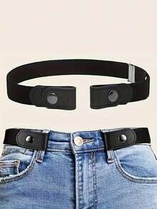 隐形无扣弹力腰带 - 可调节弹力，耐用涤纶氨纶混纺面料，适合搭配各种裤子、牛仔裤、连衣裙、裙子和休闲服饰 | 无扣腰带 | 纤细腰带 - 彩色 - 查看 3