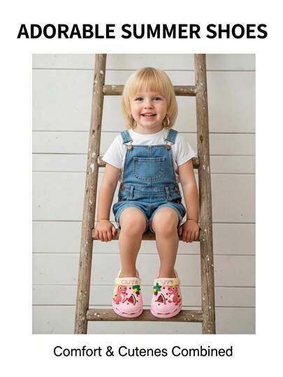 Kids Slippers, Cute Cartoon Indoor Home Slippers, Boys & Girls Wooden Clogs Slippers For Summer