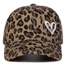 1pc Women's Heart Embroidery Leopard Print Baseball Cap, Street Fashion Hat, Outdoor Sun Protection Casual Cap For Spring Autumn Travel Beach,Summer - Multicolor - View 5