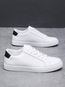 Modne, sportowe trampki męskie, na co dzień, letnie - Biały - Zobacz 2