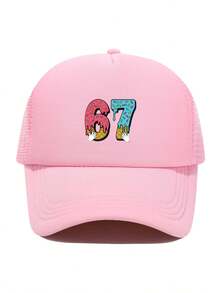 1pc Fashion Sponge Cap Number 67 Printing Adult Truck Driver Hat Baseball Hat Fishing Hat Funny Gift Hat For Men And Women Spring And Summer - Multicolor - View 4