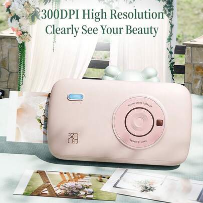 HPRT Impresora fotográfica portátil CP2100, escaneo de fotos dinámico AR para ver video, conexión Bluetooth, impresión de fotos de 3 pulgadas + fotos de identificación, cartucho de tinta todo en uno para un reemplazo conveniente