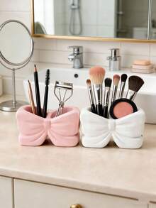 1个领结笔筒，可爱桌面笔筒，立式化妆刷架，现代简约设计，情人节礼物/家居/办公室/书架/书桌/房间装饰 办公桌配件 办公用品 办公配件 - 彩色 - 查看 7