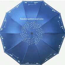 1pc Random Floral Pattern Umbrella, 10 Ribs Black Coating Sunshade Umbrella, Printed Umbrella, Large Dual-Use Rain & Sun Protection Umbrella, Outdoor, Garden, Travel Essentials, Portable Essentials, Beach Essentials, Graduation Season, Commencement, Graduation Ceremony, Graduation Gift - Multicolor - View 18