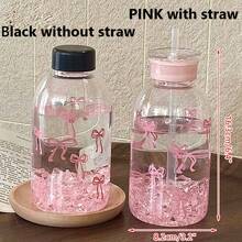 Cute Pink Bow Reusable Plastic Cup With Lid And Straw, Unisex For Office, School, Birthday Party, Water Bottle - Multicolor - View 7