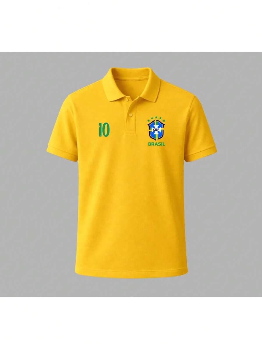 Men's Brazil Fan Short-Sleeved Polo Shirt - 黃色 - 查看 1