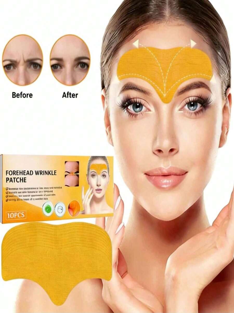 10pcs Forehead Wrinkle Smoothing Gel Patches - Yellow - View 1