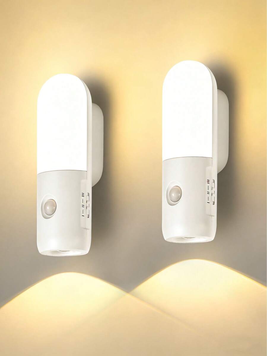 Lampe à détecteur de mouvement LED 3-en-1, avec fonction de détecteur de mouvement, lampe murale LED, lampe de chevet, lampe d'armoire, lampe de poche murale, veilleuse LED portable, avec câble de charge USB, 3 options de couleur, gradable, convient pour escaliers, couloir, chambre, salle de bain, cuisine, pièce, salle de bain, porche, table de chevet, bureau, armoire